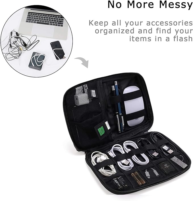 BAGSMART Electronics Organizer Travel Case, Small Cord Bag for Travel Essentials, Tech bag for Men Women, Cable Organizer for Phone, SD Card, Grey - Image 2