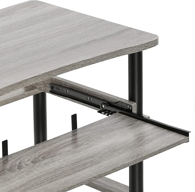 Furinno 10016GYW/BK Home Laptop Notebook Computer Desk, French Oak Grey/Black - Image 7