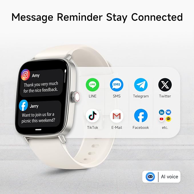 Smart Watch for Women, 1.85" HD Smartwatch Compatible iPhone/Samsung/Android (Answer/Make Calls), 100+ Sport Modes Fitness Tracker with Heart Rate/Sleep/SpO2 Monitor, IP68 Waterproof (Beige) - Image 2