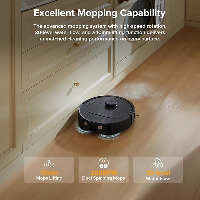 roborock Qrevo Series Robot Vacuum and Mop, Upgraded from Qrevo S | 8000Pa Suction, Anti-Tangle Brushes, Smart Obstacle Avoidance, Auto Mop Washing, All-in-One Dock, Spinning Mop, Black(QV 35A) - Image 5