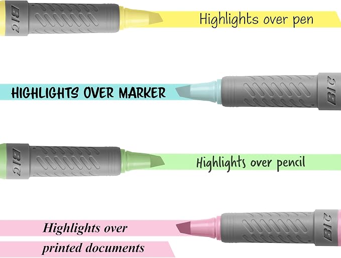 BIC Brite Liner Grip Pastel Highlighter Set, Chisel Tip, 12-Count - Image 2