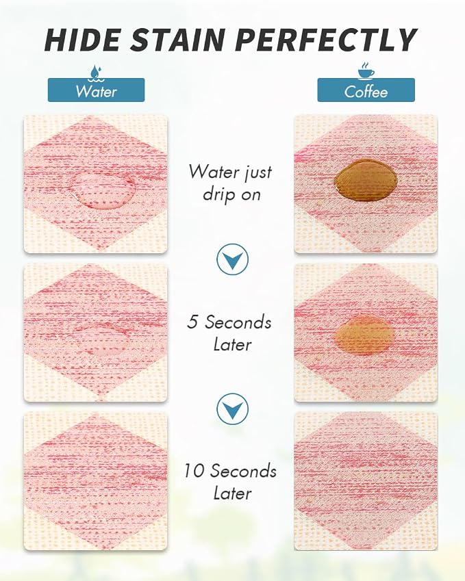 AMOAMI Coffee Mat Hide Stain Rubber Backed Absorbent Dish Drying Mat for Kitchen Counter - Fits Under Coffee Maker or Machine - PINK 12X19 - Image 2