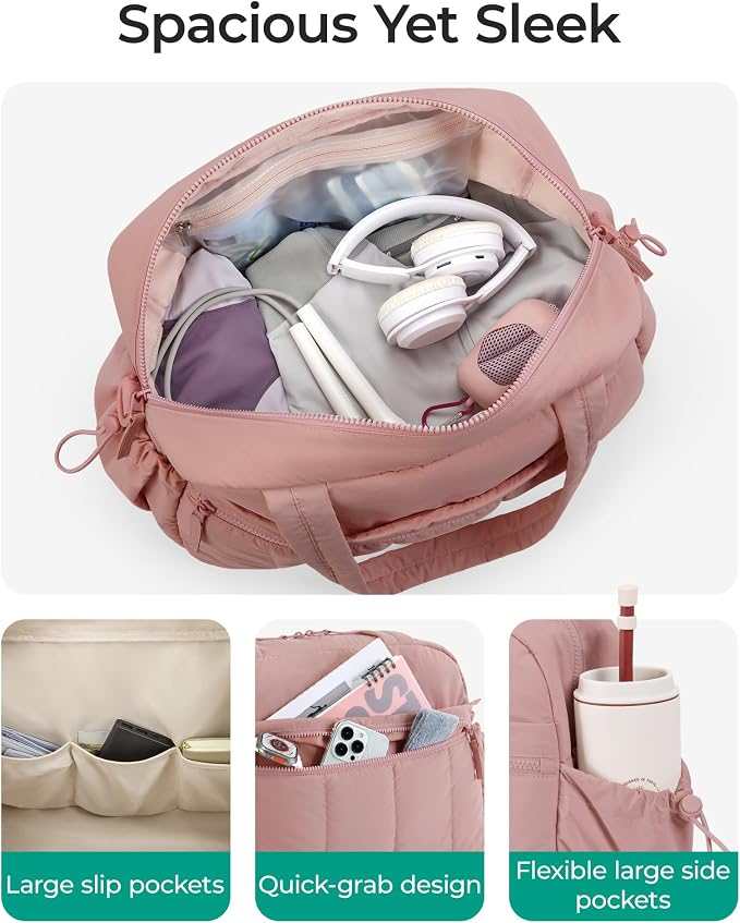 BAGSMART Duffle Bag for Travel, Gym Bag for Women, Weekender Carry on Bag | PVC Wet Pocket, Airline Approved Personal Carry-on Size, Fits Under-seat, One Bag for Gym, Travel, Hospital, Overnight - Image 3