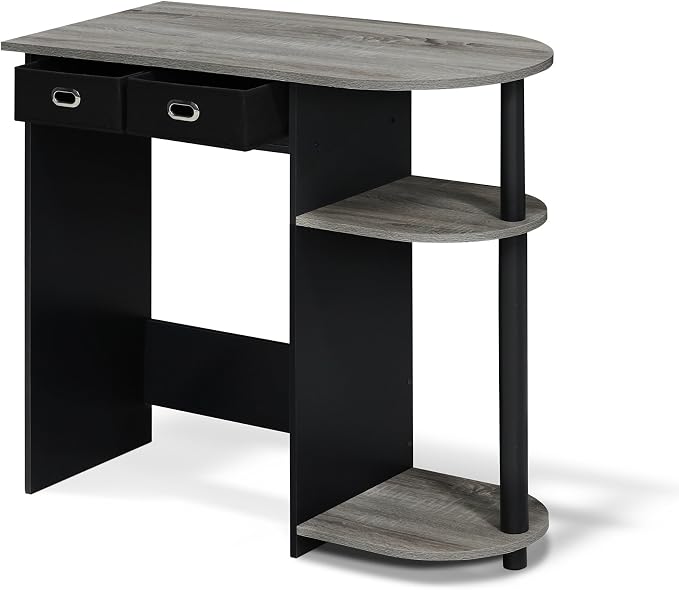 Furinno Go Green 32-Inch Brown Computer Desk, Office Desk with 2 Side Shelves and Storage Bins, Rectangular Home Office Desk, Gaming Desk for Home Office, Bedroom, Study Room, Grey Oak - Image 7