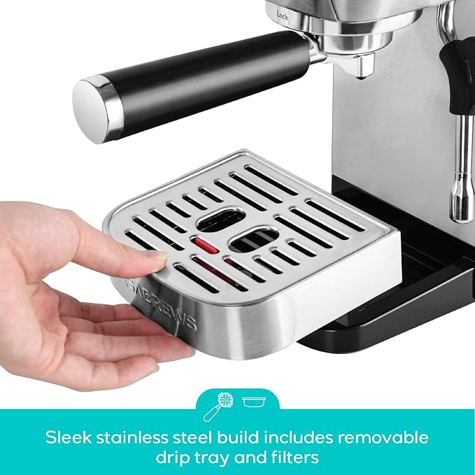 CASABREWS 3700 Essential Stainless Steel Espresso Machine with Steam Wand | 20-Bar Italian Pump, Powerful Steam Wand, 43.9oz Removable Water Tank, Compact Espresso Maker for Home, Cappuccino & Latte - Image 5