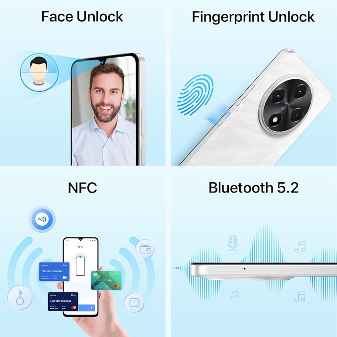 UMIDIGI G100 Unlocked Cell Phone Android 14, 6.9" HD+ 120Hz,Octa-core 12GB +128GB Expand 1TB,GPS Unlocked Smartphone,6000mAh,50MP Triple Camera,Dual 4G LTE Phone, NFC,AI Face Unlock,OTG,White - Image 7