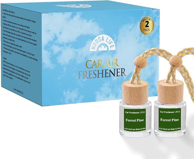 HoogaLife Car Air Freshener Diffuser 2 Pack Hanging Air Freshener Diffuser - Forest Pine Fragrance Oil Air D iffuser for Car, 45+ Days Long Lasting Fragrance Made in USA (F13) - Image 6