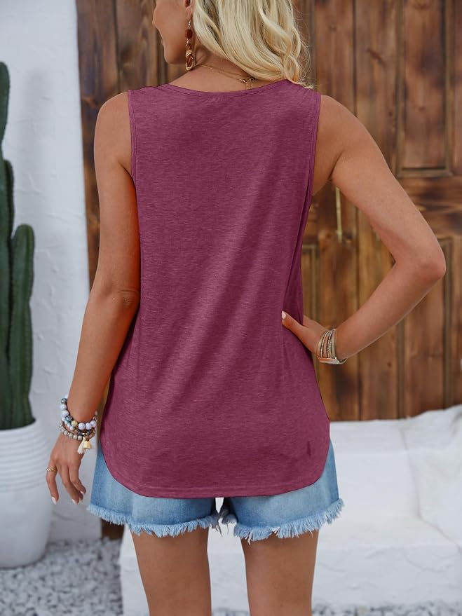 Halife Womens Half Zip V Neck Tank Tops Summer Sleeveless Shirts Casual Loose Top Blouses T Shirts - Image 4