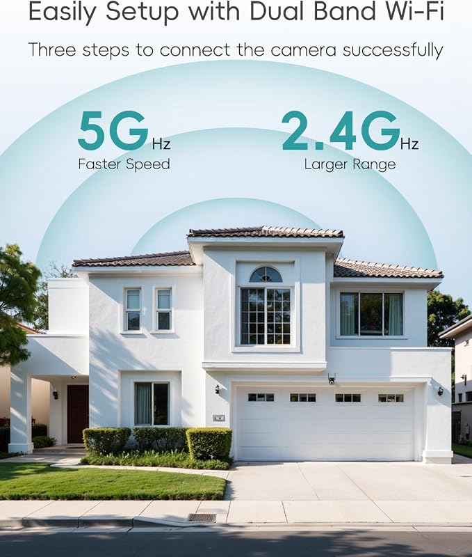 ZUMIMALL 2K Wired Outdoor Camera, 2.4G/5G WiFi Security Camera, 3MP, 24/7 Recording, AI Motion Detection, Cloud & SD Card Storage, 2-Way Audio, 360° PTZ Auto Tracking, Work with Alexa, IP66 (Black) - Image 6