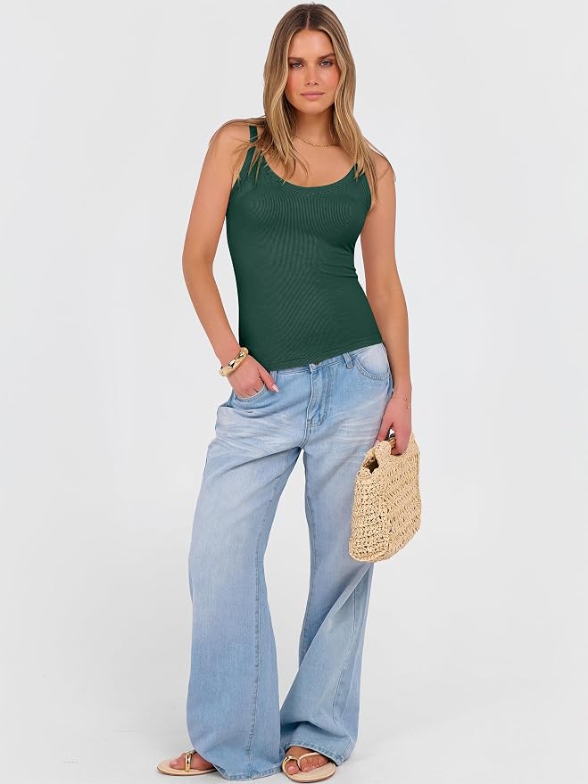 ANRABESS V Neck Tank Tops for Women Ribbed Knit Camisole 2026 Summer Casual Sleeveless Slim Fitted Basic Cami Shirts Clothes - Image 6