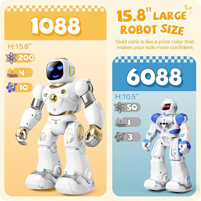 Ruko 1088 Programmable Robot Toy for Kids, STEM Learning Gift, Gold | Large Interactive Robot with Remote Control, App Control, Birthday Gift for Boys & Girls Ages 4 5 6 7 8 9 - Image 7