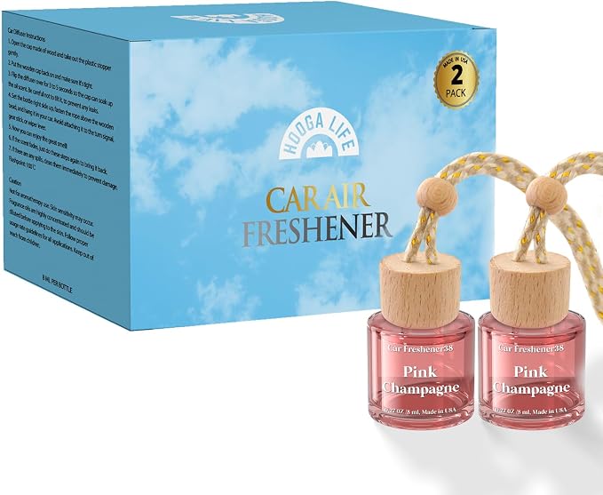 HoogaLife Car Air Freshener Diffuser 2 Pack Hanging Air Freshener Diffuser - Pink Sparkle Champagne Fragrance Oil Air Diffuse r for Car, 45+ Days Long Lasting Fragrance Made in USA (P38 SP) - Image 6