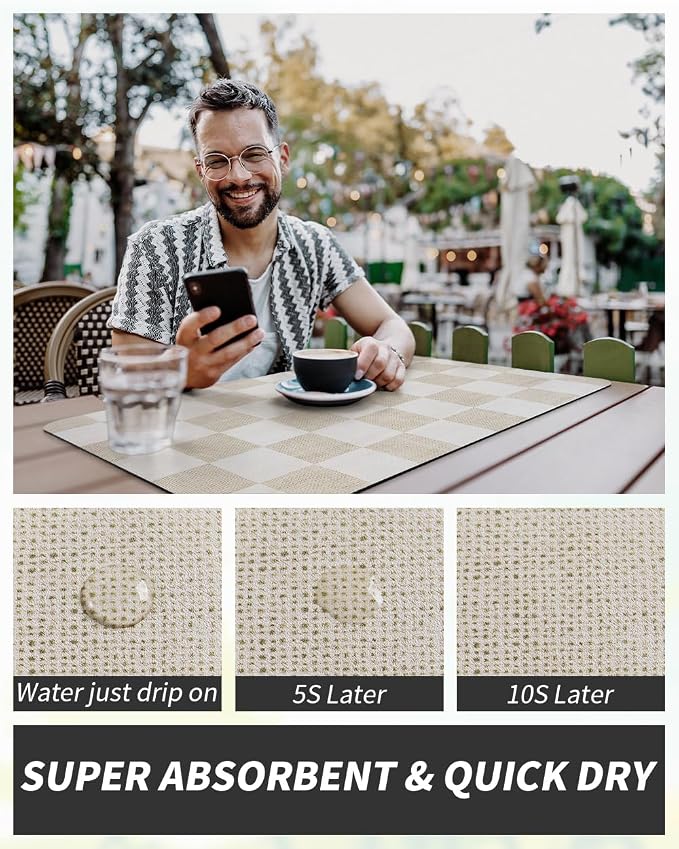 AMOAMI Dish Drying Mat for Kitchen Counter-Coffee Mat Bar Accessories, Hide Stain, Rubber Backed, Absorbent, Fit Under Coffee Maker, Espresso Machine, Pot, Dish Rack,(16X24,Buffalo Beige) - Image 4