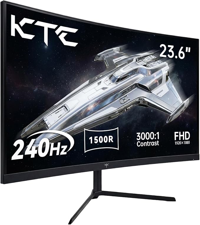 KTC 24 Inch Curved 240Hz Gaming Monitor, FHD 1500R Curved Computer Monitor 1080P, 3000:1 Contrast, Adaptive Sync, HDR, MPRT 1ms, HDMI DisplayPort, Low Blue Light, Tilt, VESA Mount, H24S17P by KTC