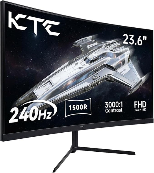 KTC 24 Inch Curved 240Hz Gaming Monitor, FHD 1500R Curved Computer Monitor 1080P, 3000:1 Contrast, Adaptive Sync, HDR, MPRT 1ms, HDMI DisplayPort, Low Blue Light, Tilt, VESA Mount, H24S17P by KTC