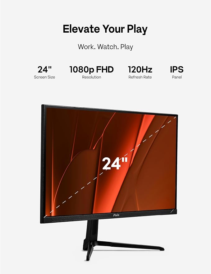Pixio PX246 Wave 24 inch 120Hz Refresh Rate FHD 1080p Resolution IPS Panel 4ms GTG Response Time Gaming Monitor with Adaptive Sync - Image 3