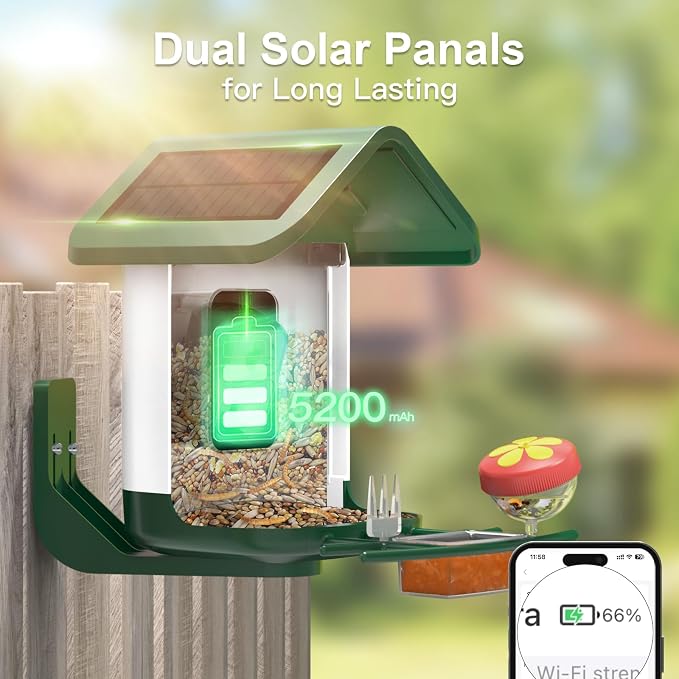 Bird Feeder with Camera Solar Powered : Smart Camera Bird Feeder 2K Live Feed Cam for Outdoor Backyard - Ai Identify Auto Capture Videos Pictures, Gifts for Birdlover Mom Dad, 2.4GHz WiFi - Image 3