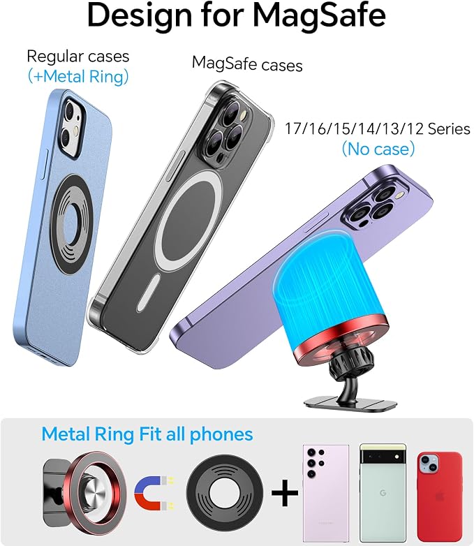 Kaistyle for Magsafe Car Mount【20 Strong Magnets】Magnetic Phone Holder for Car Phone Holder Mount Dash Mounted Holders Cell Phone Holders for Your Car Accessories for Women Men for iPhone 17 16 15 14 - Image 7