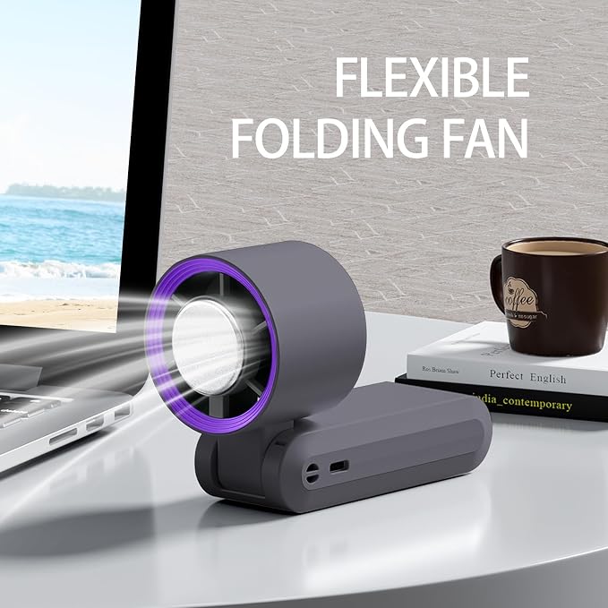 Handheld Fan, Portable Handheld Fan with Ice Function, mini personal fan, Turbo Powerful Rechargeable Fans,1-199 Speed, Foldable, for Women Men Outdoor Indoor travel essentials(Grey) - Image 8