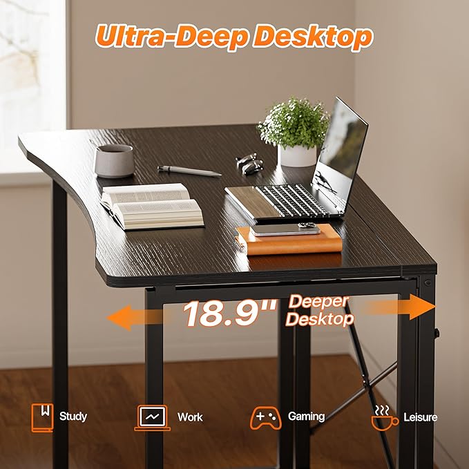 Huuger Folding Desk for Small Spaces, 31.5 Inch Foldable Computer Table, Easy Assembly, for Home Office, Study, Bedroom, Dorm, Space Saving, Small Writing Work Office Computer Desk, Black - Image 4