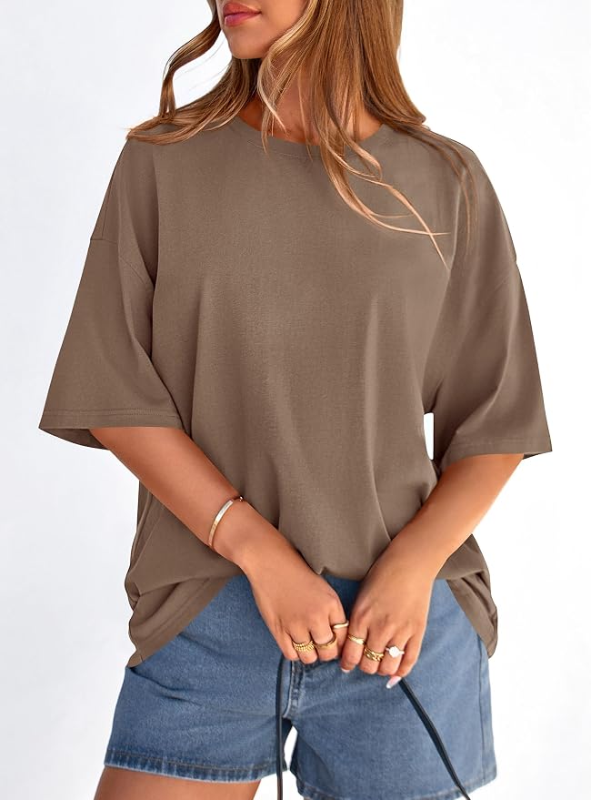 PRETTYGARDEN Womens 2026 Spring Going Out Tops Casual Short Sleeve Crewneck Loose Fit Basic Oversized T Shirts Summer Outfits - Image 5
