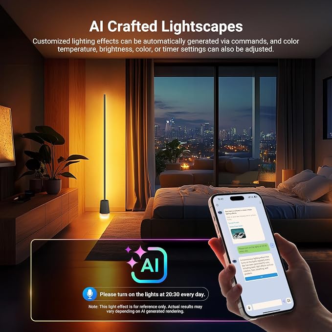 NEEWER NF06 RGB IC CW Smart Floor Lamp, 1500lm LED Standing Corner Light, APP/AI Design/Music Sync, 16 Million Color Ambient Lighting Compatible with Google and Alexa, Living Room Bedroom Home Decor - Image 3
