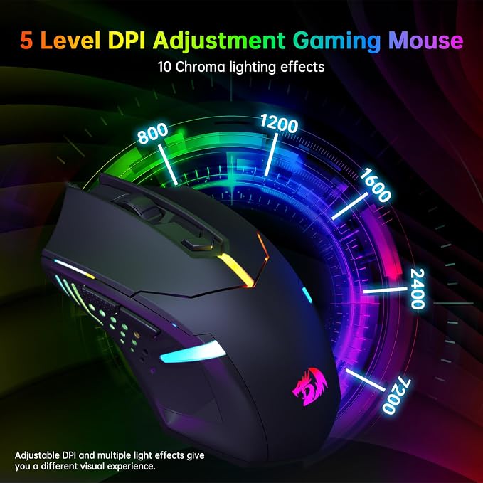 Redragon S101-3 Wired RGB Backlit Gaming Keyboard and Mouse Combo, Programmable Keyboard and Mouse (800-7200DPI), Gaming Headset Mouse Pad Combo All in 1 PC Gamer Bundle for Windows PC (Black) - Image 4