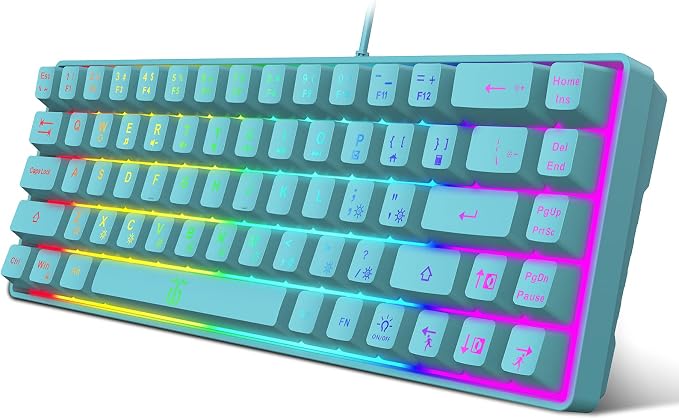 Snpurdiri 65% Membrane Gaming Keyboard, RGB (68 Keys,Blue) | Compact Wired Small Gaming Keyboard for PC/Mac Gamer, Typist, Travel, Easy to Carry on Business Trip by Snpurdiri