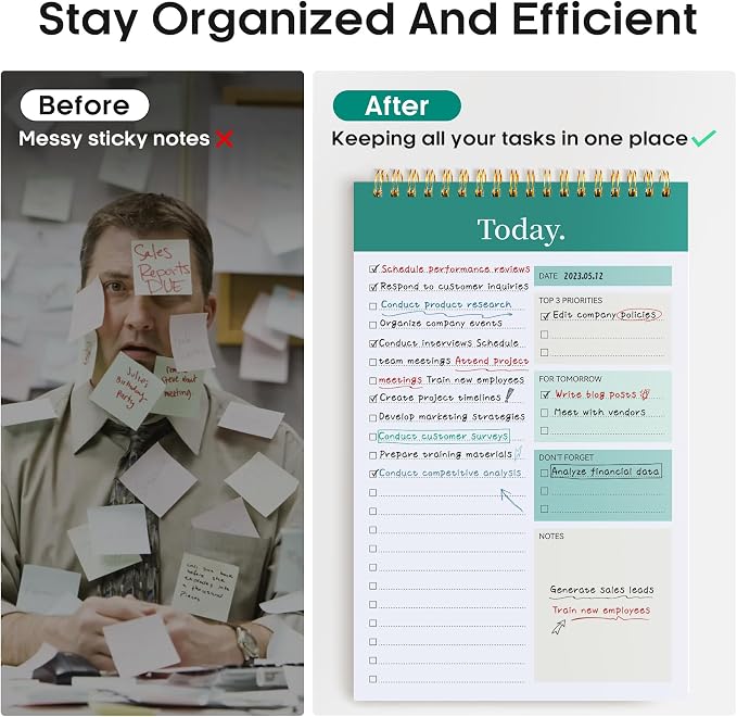 Taja To Do List Notepad, Undated Daily Planner for Work and Goal Setting | Greenery Sway, 52 Sheets, 9.8" x 6.5" , for Office, Home and school, Daily Task Planning, Notes and Everyday Organization - Image 5