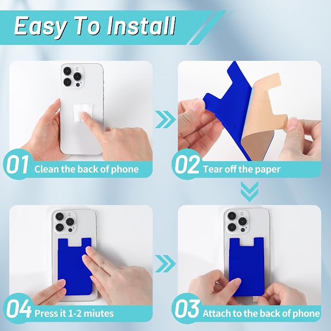 SHANSHUI Phone Card Holder, Phone Wallet Stick on Business Card Holder Pocket Compatible for iPhone 11 Pro and Most Smartphones - 5PCS - Image 3