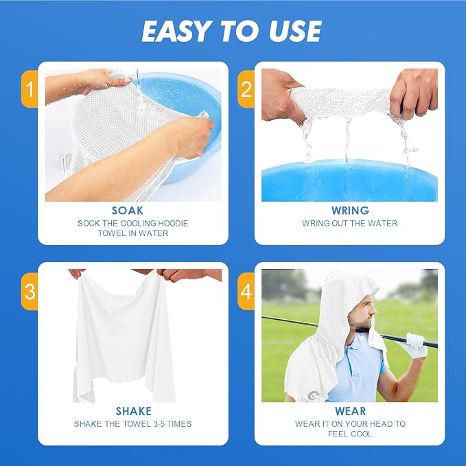 CSITE 3 Pack Cooling Hoodie Towels for Neck and Face, UPF 50 Sun Protection & Instant Cooling, Ice Towels for Hot Weather, Soft Breathable Towel for Sport, Work Out, Gym, Camping & More Activities - Image 3
