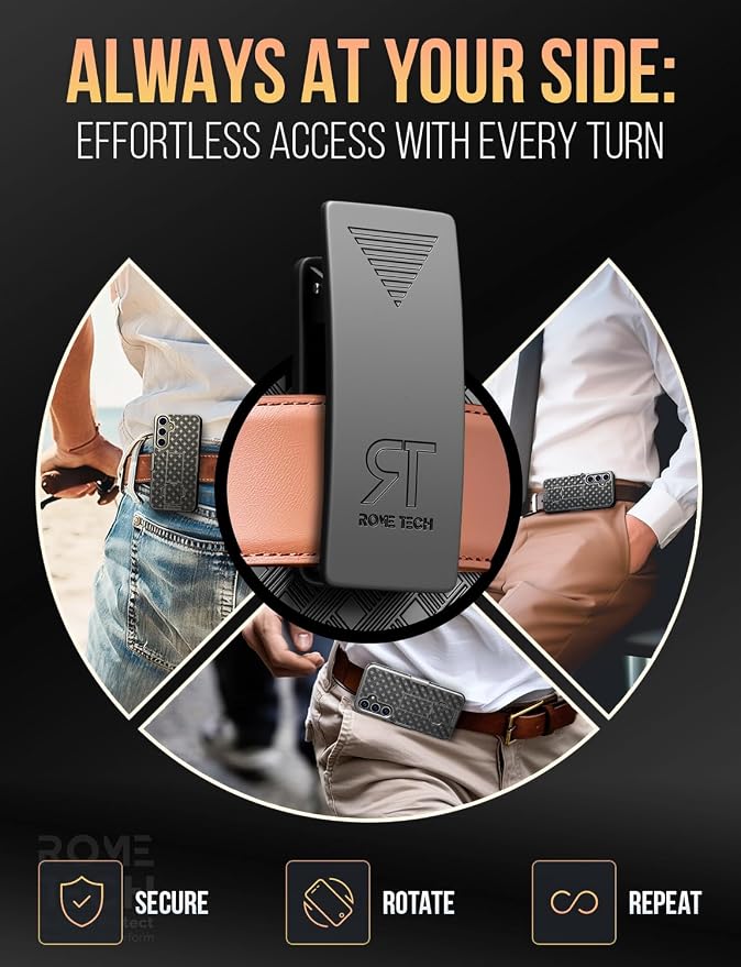 Designed for Samsung Galaxy S24 Case with Belt Clip Holster | Rugged Holster & Protective Phone Case Combo with Anti-Slip Texture - Black - Image 5