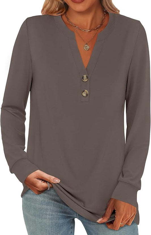 ANRABESS Women's Long Sleeve Shirts 2026 Spring Fashion Dressy Casual Tops Trendy Henley Blouses Cute Work Outfits Clothes by ANRABESS