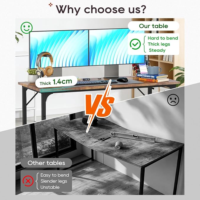 BestOffice Computer Desk,Home Office Desk, Modern Simple Style for Home Office Study Writing (Vintage, 47 Inch) - Image 5