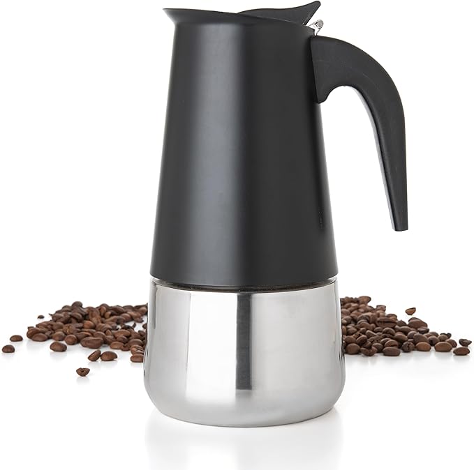 Mixpresso 9 Cup Greca Moka Pot, Stainless Steel Stovetop Espresso Maker | 450ml/15oz Italian stovetop coffee maker with classic percolator design, ideal for preparing coffee at home or while camping by Mixpresso
