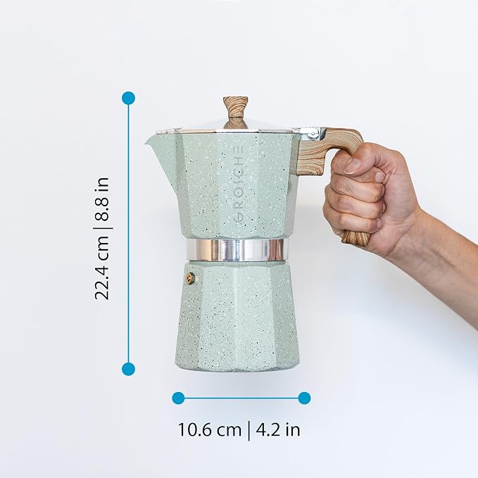 GROSCHE Milano Moka pot, Stovetop Espresso maker, Greca Coffee Maker, Stovetop coffee maker and espresso maker percolator (Mint, 9 cup) | Cuban Coffee Maker And Italian Moka Pot For Stovetop Espresso; For Gas, Electric, And Propane Stoves With A Soft-T... - Image 9