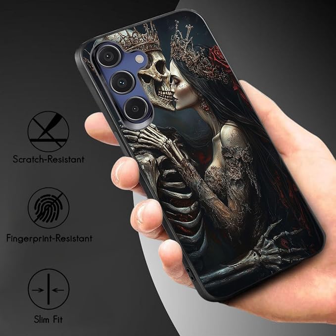 Designed for Galaxy S24 FE Phone Case,Slim Silicone Shockproof Protective Case for Galaxy S24 FE 6.7 inch,Skeleton Couple Love Scene - Image 3