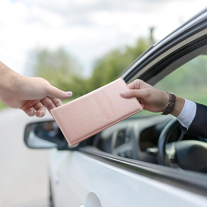JUSTTOP 1Pack Car Registration and Insurance Holder,Car Document Holder for Cards License with Magnetic Shut,Vehicle Glove Box Car Organizer for Documents, Cards, License(Pink) - Image 6