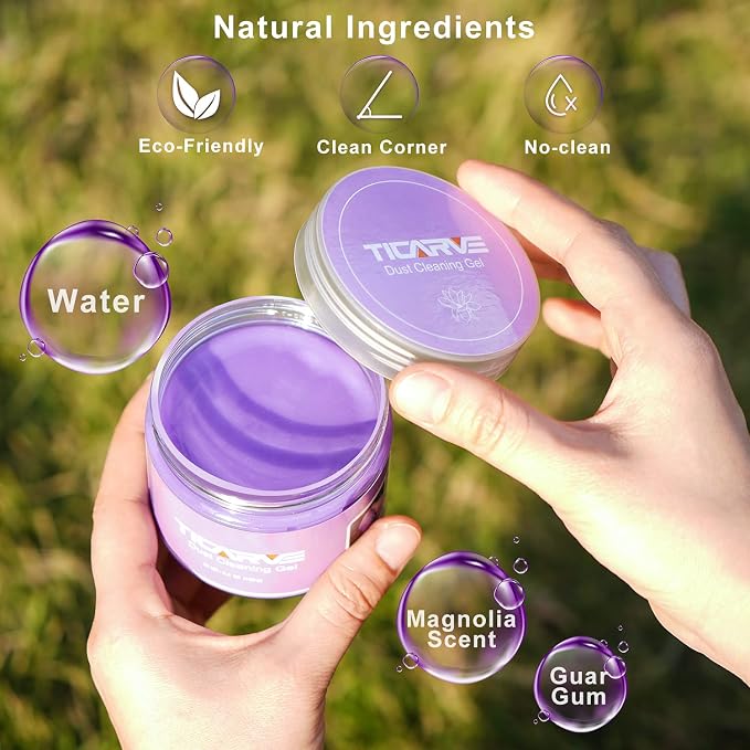 TICARVE 2Pack Cleaning Gel for Car Putty Car Vent Cleaner Cleaning Putty Gel Auto Tools Car Interior Cleaner Dust Mud for Cars and Keyboard Cleaner Slime Purple (320g/11.2oz) - Image 6