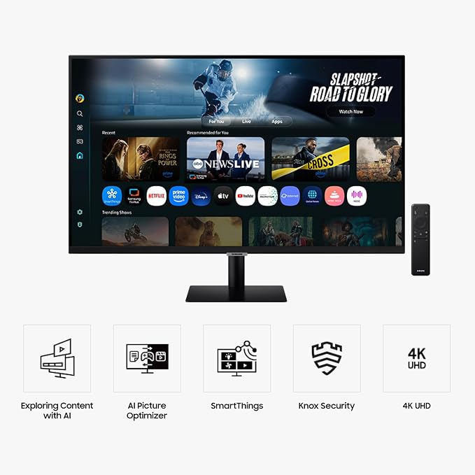 Samsung 32” Smart Monitor M7 (M70F) 4K UHD Display, Samsung Vision AI, Smart TV Apps, Gaming Hub, USB-C, HDMI and USB-A, Black, LS32FM702UNXZA, 2025 - Image 2