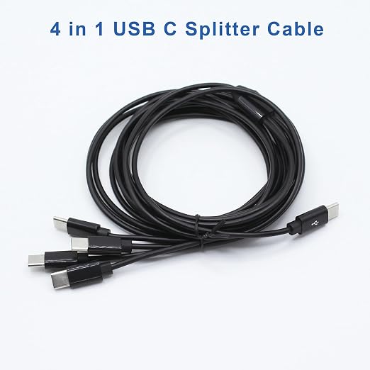 4 in 1 USB Type C Splitter Cable,USB C Male to 4 USB C Male Data Snyc and Charging Cord,USB C Multi Charging Cable for Cell Phones,Tablets and More(4.9FT/1.5M) - Image 2
