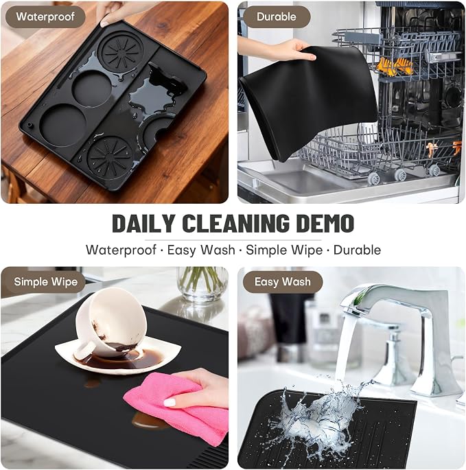 Silicone Coffee Mat Compatible with Ninja Luxe Espresso Coffee Machine ES601/ES701 & Most Home Espresso Machines - 23"x15" Anti-Slip Heat-Resistant - Maker Bar | Tamping Mat | Top Mat (3-in-1) - Image 6