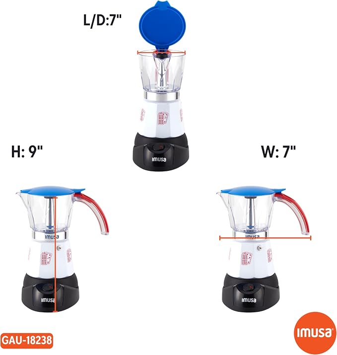 Imusa Special Edition Electric Cuba/Domino themed Espresso Maker, 3 or 6 Cups, White, Red, Blue | Brews 3 or 6 Cups, Ideal for Entertaining and Office - Image 9