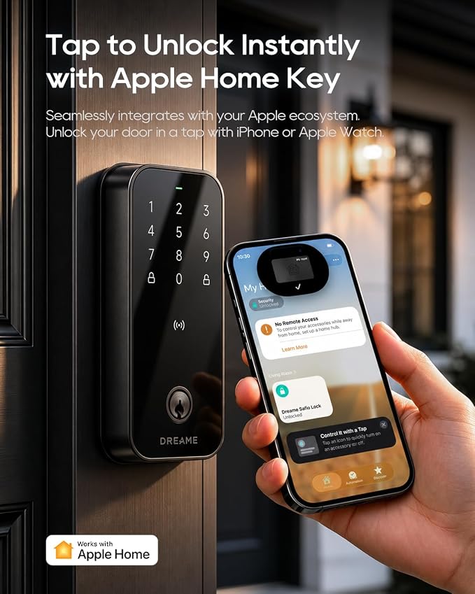 Dreame Turbo Lite Smart Wi-Fi Door Lock, Fingerprint Keyless Entry Deadbolt for Front Door, Built-in Wi-Fi, Keypad Smart Lock, Works with Apple Home, Auto Lock, IP54 Waterproof, 12-Month Battery Life - Image 2
