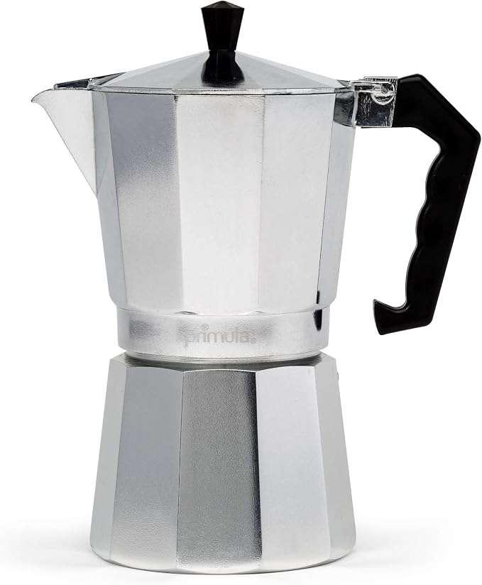 Primula Classic Stovetop Espresso and Coffee Maker, Moka Pot for Italian and Cuban Café Brewing, Greca Coffee Maker, Cafeteras, 9 Espresso Cups, Silver by Primula
