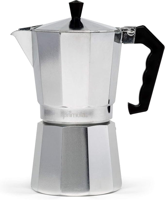 Primula Classic Stovetop Espresso and Coffee Maker, Moka Pot for Italian and Cuban Café Brewing, Greca Coffee Maker, Cafeteras, 9 Espresso Cups, Silver by Primula