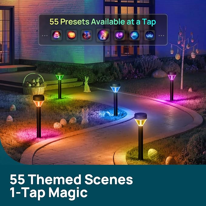 Linkind Smart Low-Voltage Path Lights SP6LV, 510LM Multi-Zone Outdoor Pathway Lights AC/DC 12-24V, App & Voice Controlled Color-Changing Landscape Lighting for Garden, Walkway, Driveway, 4 Pack - Image 4