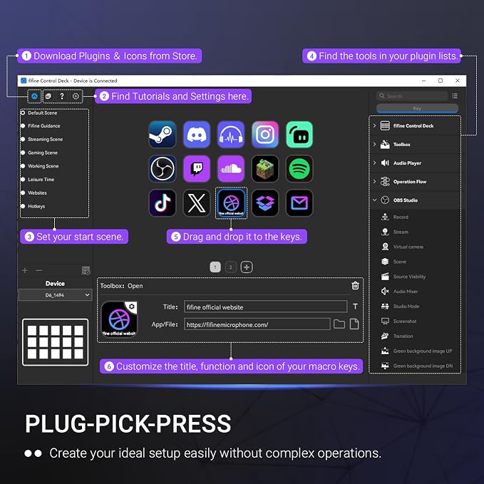 FIFINE AmpliGame Stream Controller with 15 Macro Keys, Streaming Keyboard with Trigger Actions in OBS/Twitch/YouTube/Streamlabs, Shortcut Buttons Keypad Works with Mac and PC-D6 - Image 8