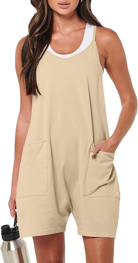 ANRABESS Womens Rompers Summer Casual Loose Sleeveless Overalls Spaghetti Strap Shorts Jumpsuit 2026 Beach Vacation Clothes by ANRABESS
