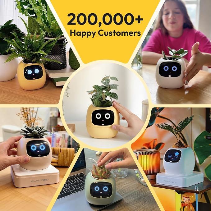 PLANTSIO Ivy Interactive AI Desk Companion, Smart Plant Pet with 100+ Expressions, Cute Indoor Planter for Office Decor, Unique Gift for Plant Lovers & Coworkers(Lemon) - Image 8